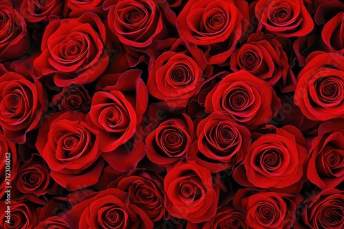Vibrant Red Roses Creating A Striking Floral Pattern Perfect For Wallpapers And Backgrounds. Сoncept Floral Patterns, Red Roses, Wallpapers, Backgrounds, Vibrant Colors