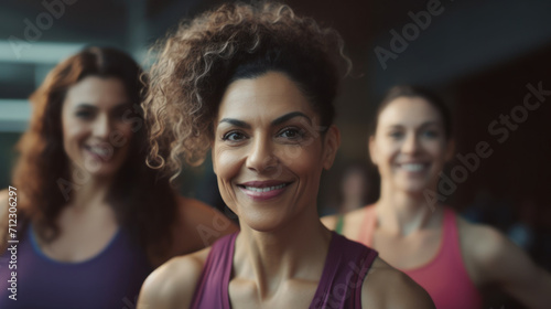 portrait mature women in the gym looking at camera and smiling