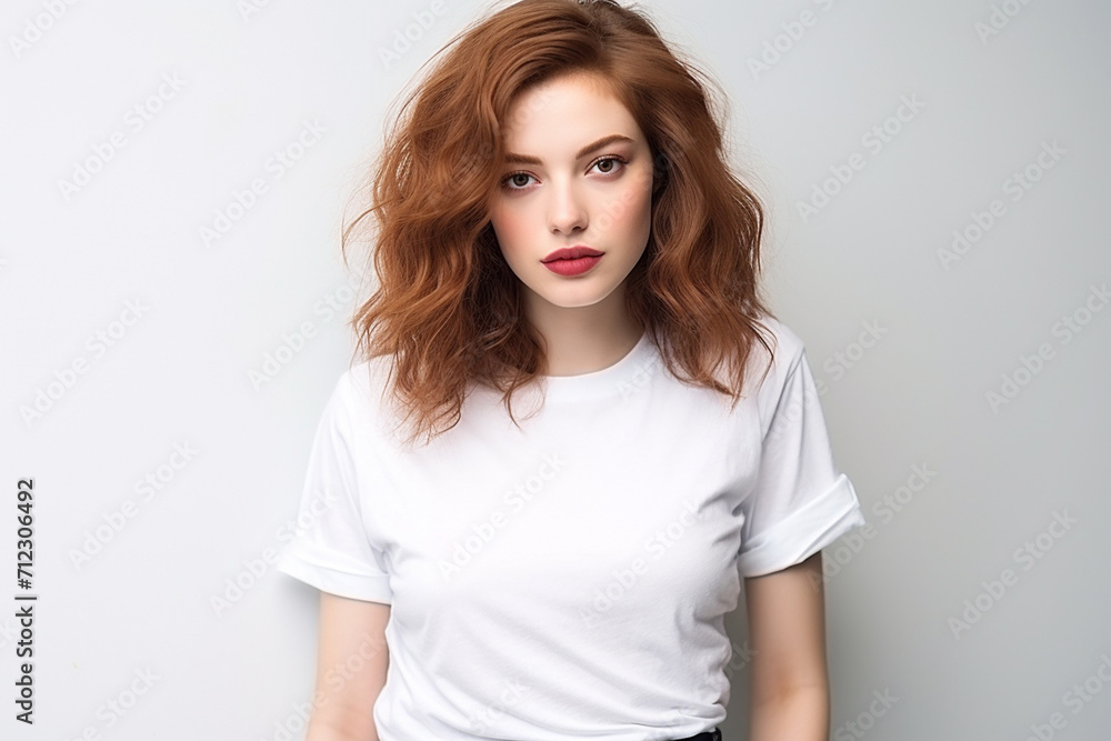 Woman in White Tshirt Mockup created with Generative AI Woman in White Tshirt Mockup created with Generative AI