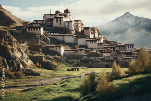Monastery buddhist mountain architecture buddhism hill religion landscape india ladakh photo