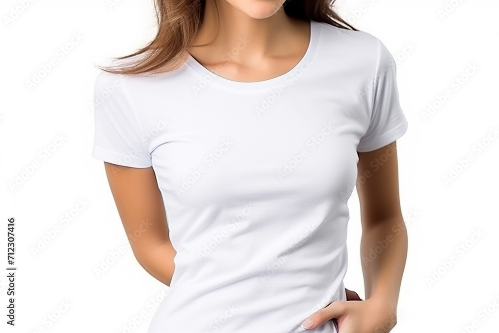 Woman in White Tshirt Mockup created with Generative AI Woman in White Tshirt Mockup created with Generative AI