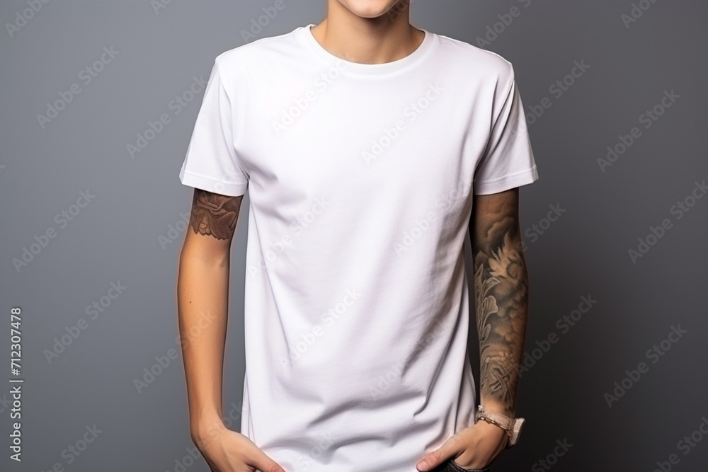Woman in White Tshirt Mockup created with Generative AI Woman in White Tshirt Mockup created with Generative AI