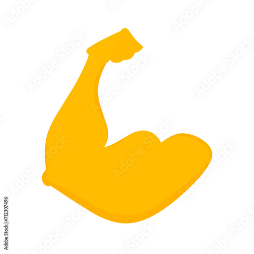 Flexed bicep icon on white background. Muscular man's hand flexes his bicep. Suitable for gym and sports logos.