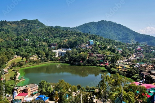 Fototapeta Naklejka Na Ścianę i Meble -  Lotus Lake, Tsopema, Trisangam, Rewalsar, Nagar, Mandi, Himachal Pradesh, India, Asia