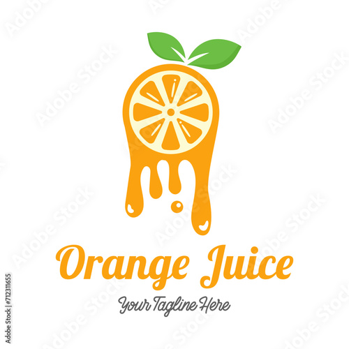 Fresh orange juice logo template design vector. Business logo for lemon juice, squeezed citrus, smoothies or lemonade.
