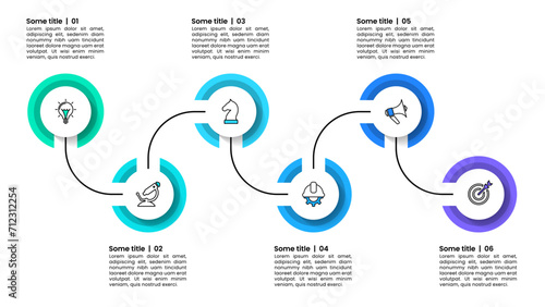 Infographic template. Line with 6 circles and icons