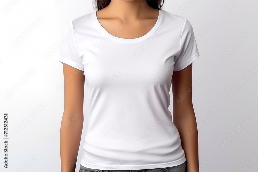 Woman in White Tshirt Mockup created with Generative AI Woman in White Tshirt Mockup created with Generative AI