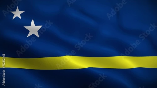 Curaçao flag waving animation, perfect loop, official colors, 4K video