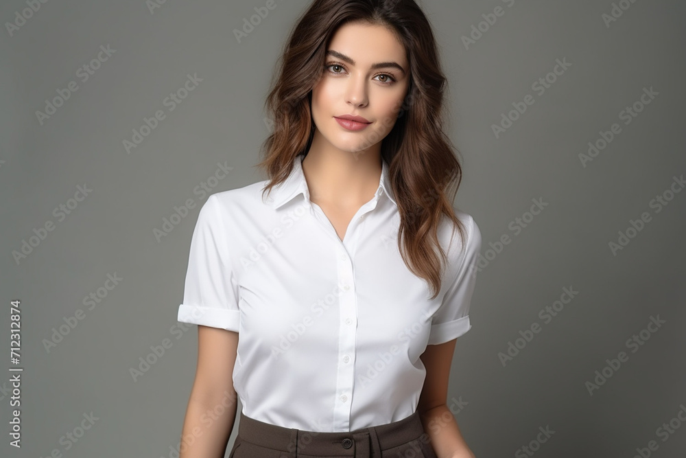 Obraz premium Woman in White Tshirt Mockup created with Generative AI
