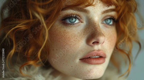 Portrait of a red-haired girl in close-up