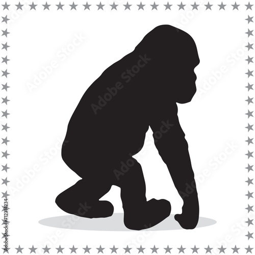 Chimpanzee Silhouette, cute Chimpanzee Vector Silhouette, Cute Chimpanzee cartoon Silhouette, Chimpanzee vector Silhouette, Chimpanzee icon Silhouette, Chimpanzee vector 