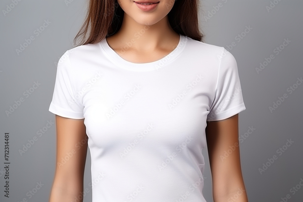 Woman in White Tshirt Mockup created with Generative AI Woman in White Tshirt Mockup created with Generative AI