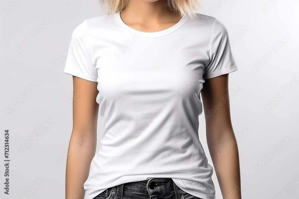 Woman in White Tshirt Mockup created with Generative AI Woman in White Tshirt Mockup created with Generative AI