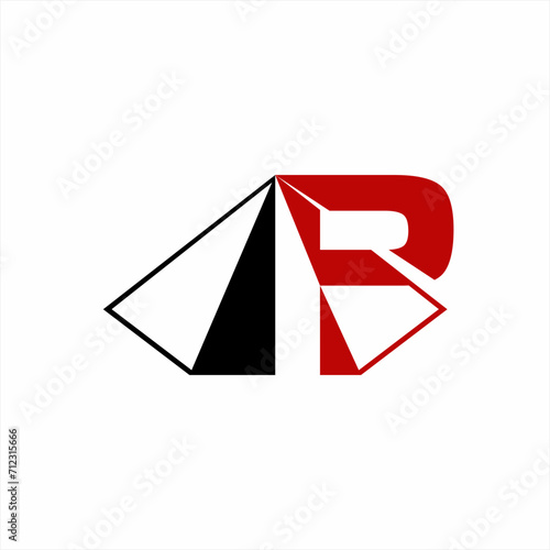 Pyramid logo design with letter P. Vector illustration. photo