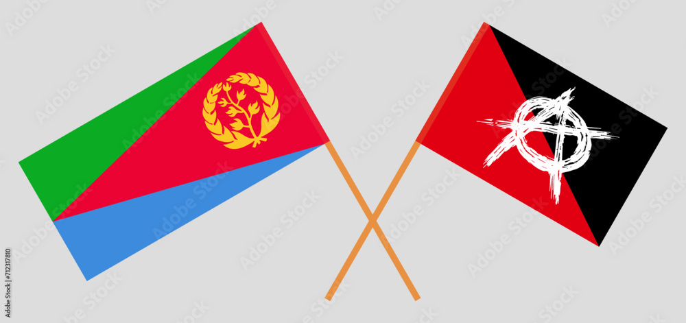 Crossed flags of Eritrea and anarchy. Official colors. Correct proportion Crossed flags of Eritrea and anarchy. Official colors. Correct proportion