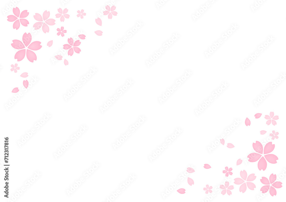 桜が美しい桜の花の散る春の和風フレーム背景5