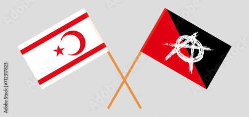 Crossed flags of Northern Cyprus and anarchy. Official colors. Correct proportion