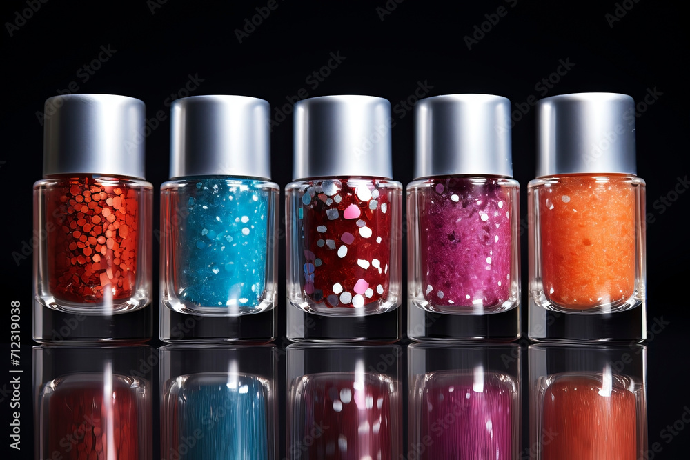 A variety of nail polishes. Generative AI A variety of nail polishes. Generative AI