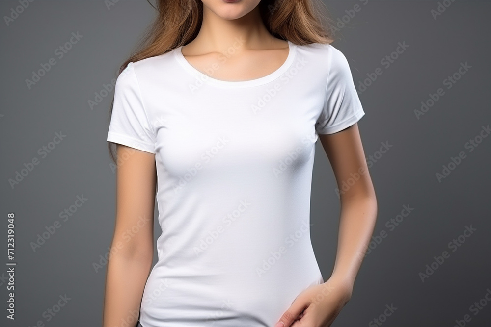 Woman in White Tshirt Mockup created with Generative AI Woman in White Tshirt Mockup created with Generative AI