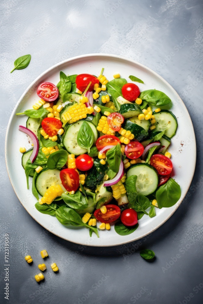 Green salad made from a mixture of green leaves and vegetables. Diet food. Food photography Green salad made from a mixture of green leaves and vegetables. Diet food. Food photography