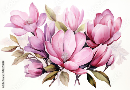 Delicate Floral Beauty in Blooming Magnolia  A Pink and White Blossom.