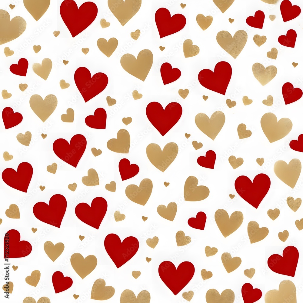 red and gold hearts background. Gift concept for Valentine's Day, Mother's Day or greeting card for any event