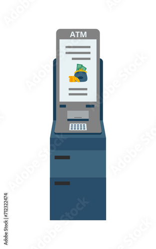 ATM machine isolated on white background. Cash machine. Banking technology.