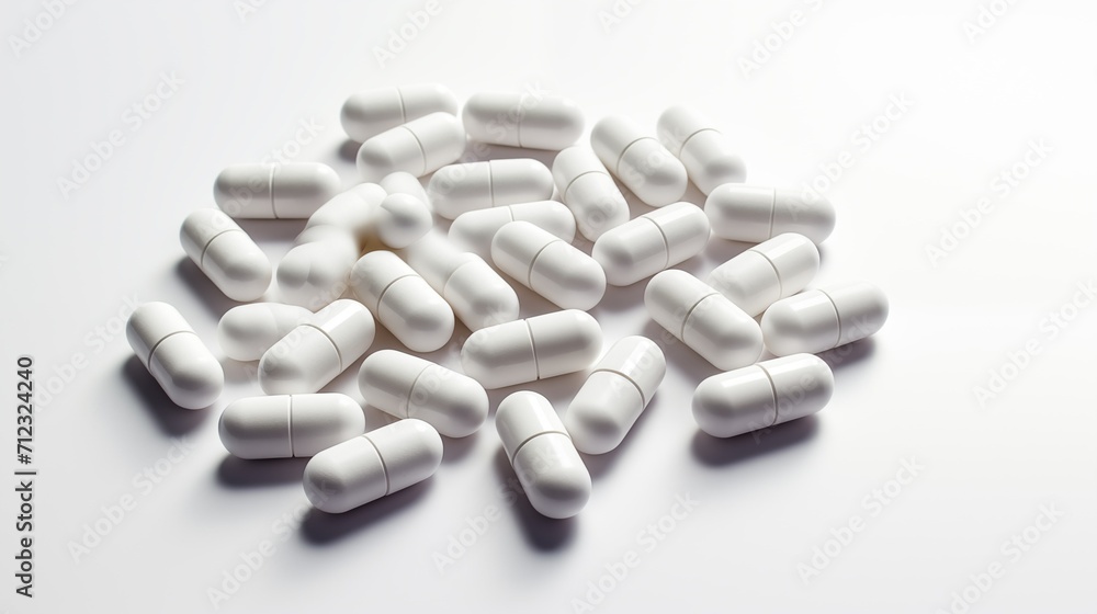 Multiple White Pills on a White Background