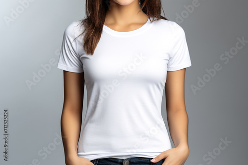 Woman in White Tshirt Mockup created with Generative AI