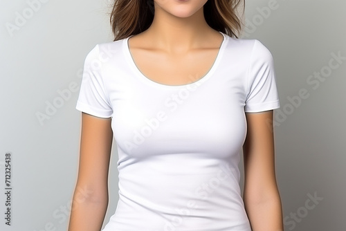 Woman in White Tshirt Mockup created with Generative AI