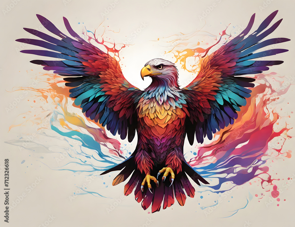 Fototapeta premium Abstract color Eagle in white background wave art image