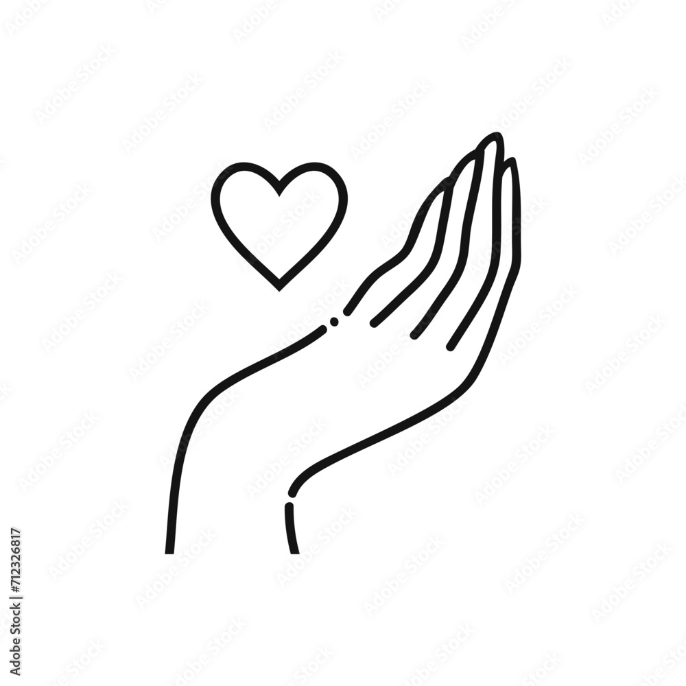 Hand with heart. Self care concept. Vector illustration. Hand with heart. Self care concept. Vector illustration.