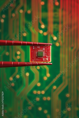 chopsticks keeping a microchip