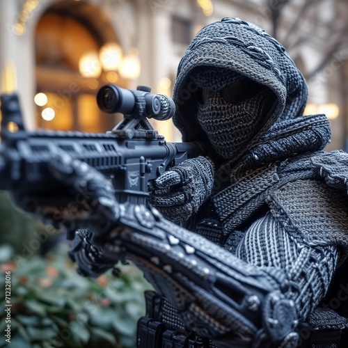 knitted soldiers shoot cotton