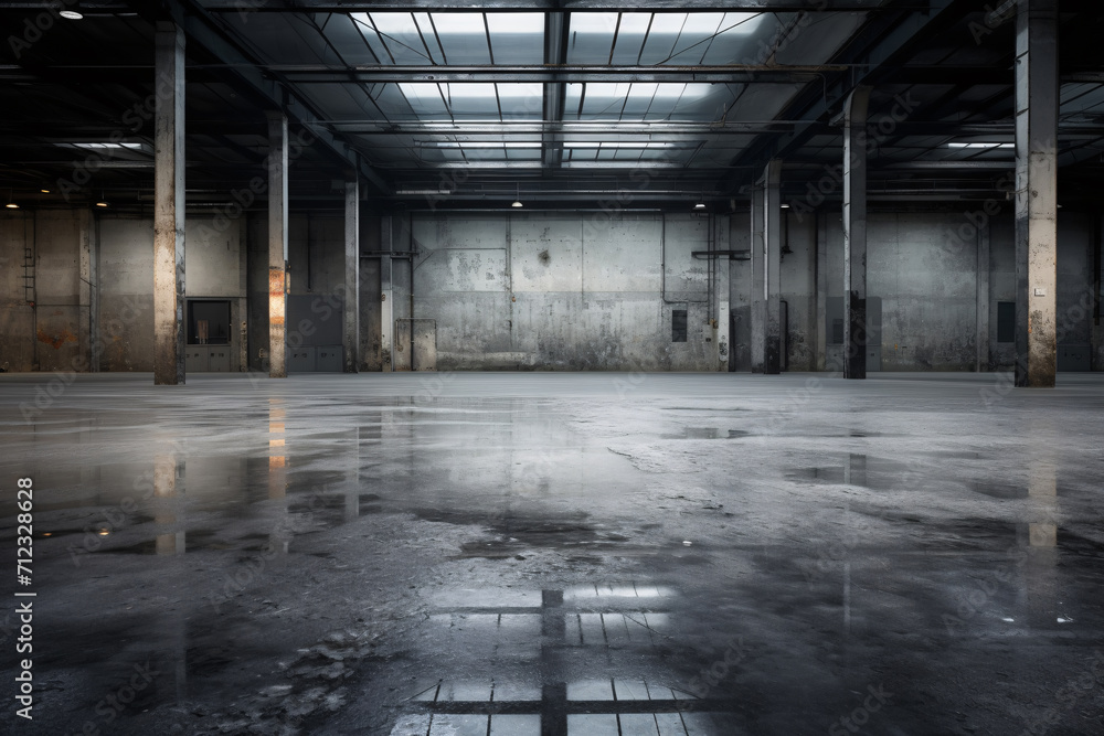 Concrete Floor Inside Industrial Building. Modern, Minimalist, and Urban