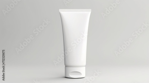 Mockup of a white tube for cream, toothpaste, gel, sauce, paint, glue on a gray background. Packaging collection.
