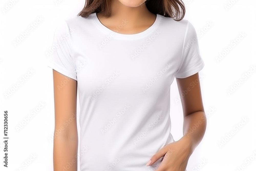 Woman in White Tshirt Mockup created with Generative AI Woman in White Tshirt Mockup created with Generative AI
