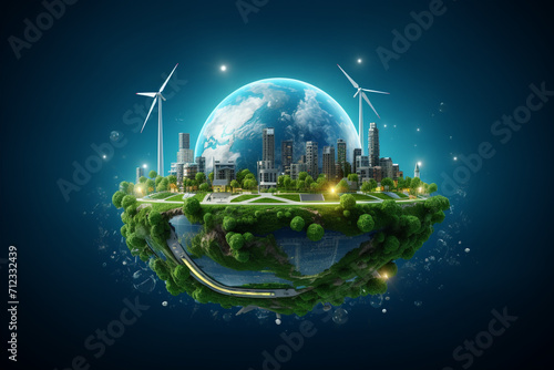 Sustainable development goals of promote clean energy. Renewable energy-based green businesses. Sustainable development on renewable energy and growing ecological on green energy. earth day