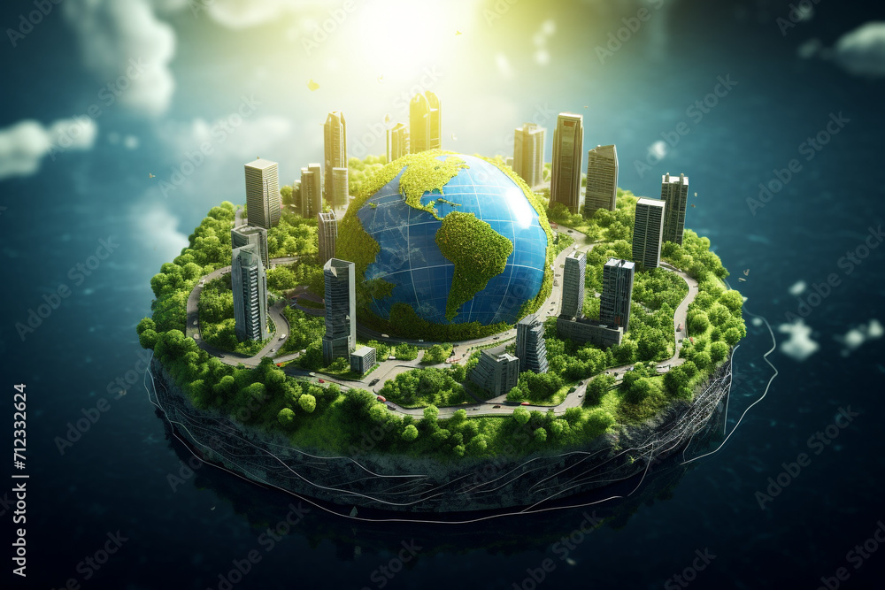 Sustainable development goals of promote clean energy. Renewable energy-based green businesses. Sustainable development on renewable energy and growing ecological on green energy. earth day