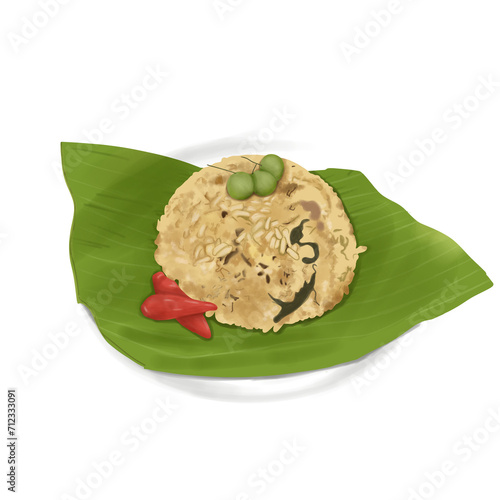 Nasi tutug oncom Illustration on png transparant  photo