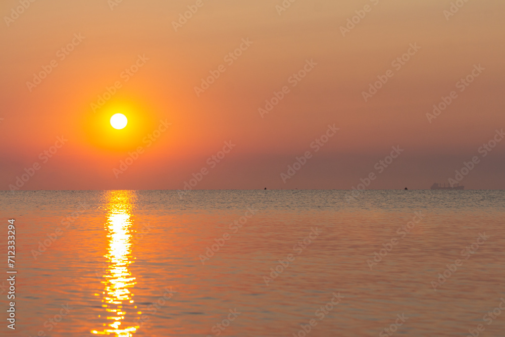A beautiful dawn over the Black Sea in Odesa. Ukraine