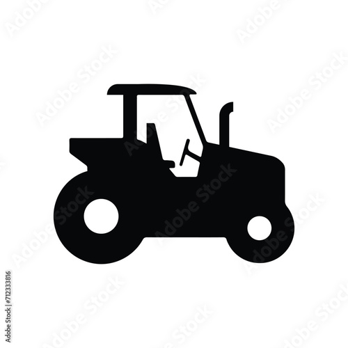 Simple silhouette tractor black and white suitable for farm or agriculture related business