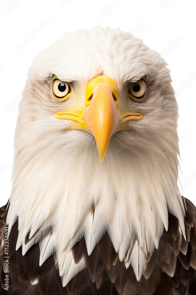 Bald eagle portrait studio shot, isolated white background PNG Bald eagle portrait studio shot, isolated white background PNG