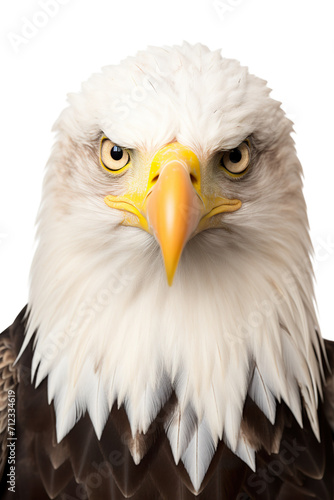 Bald eagle portrait studio shot, isolated white background PNG © JetHuynh