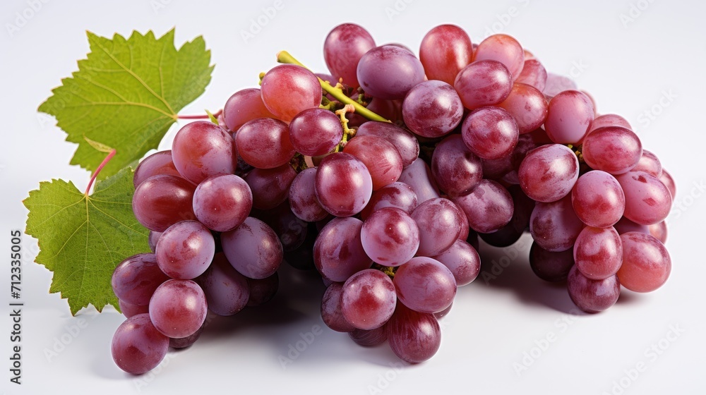 Fresh bunch of grapes isolated on a white background. Generative ai
