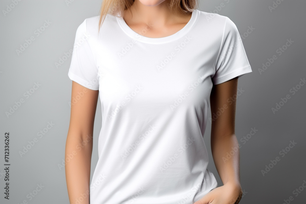 Woman in White Tshirt Mockup created with Generative AI Woman in White Tshirt Mockup created with Generative AI