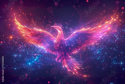 The outline of a phoenix, showcase interface cosmic background #712336616