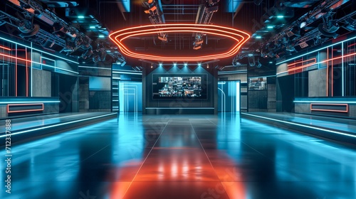 A Splash of Colors in the Minimalist TV Talk Show Studio Concept