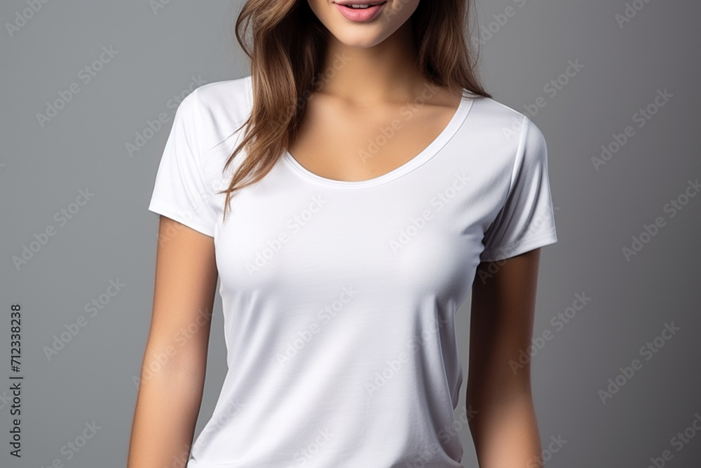 Woman in White Tshirt Mockup created with Generative AI Woman in White Tshirt Mockup created with Generative AI