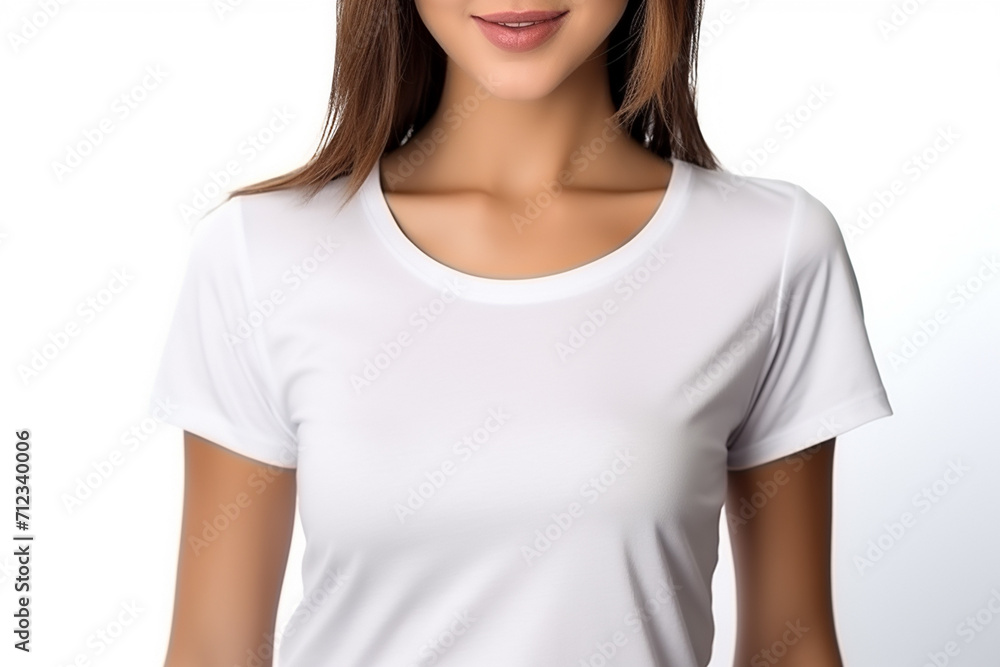 Woman in White Tshirt Mockup created with Generative AI Woman in White Tshirt Mockup created with Generative AI